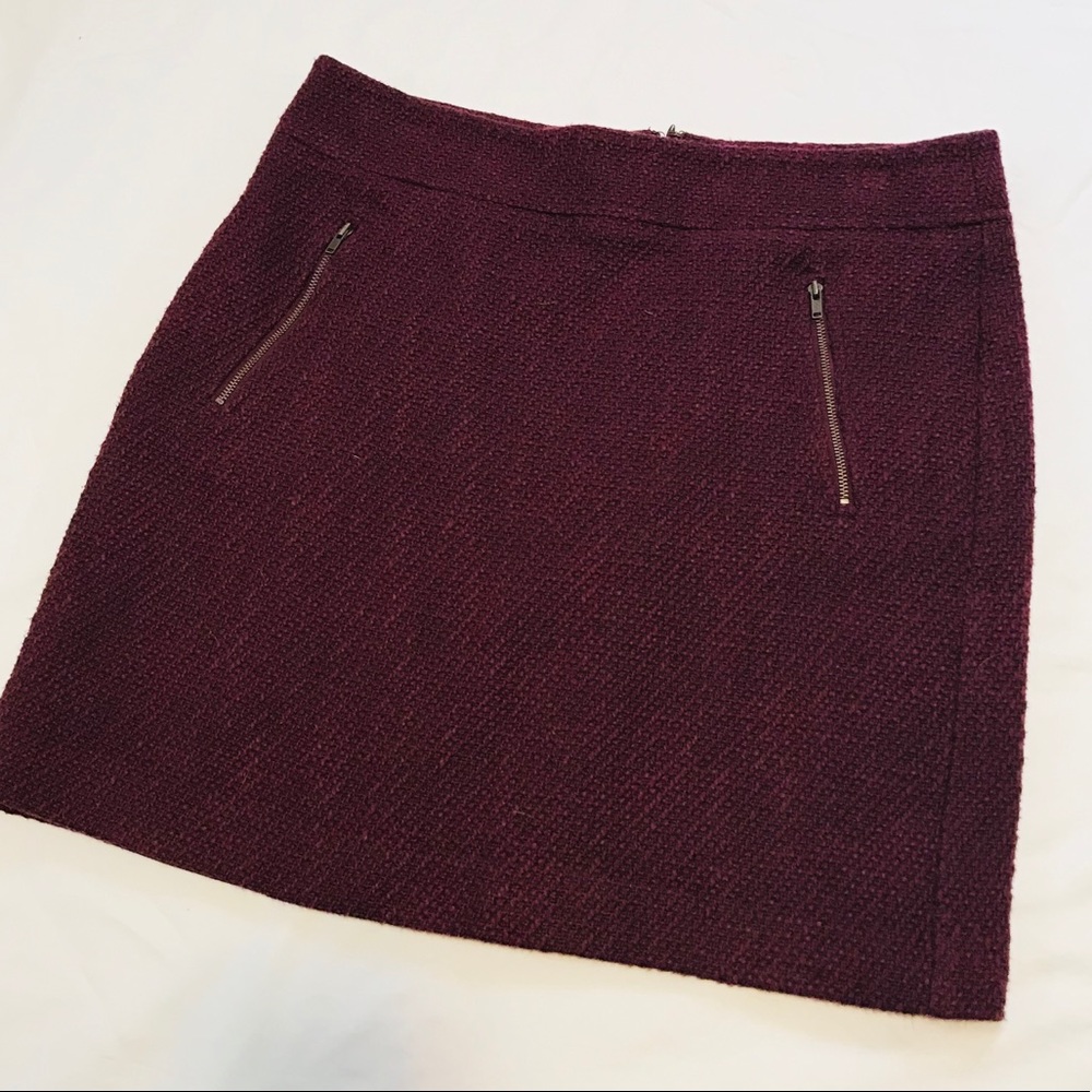 LOFT Burgundy Tweed Mini Skirt